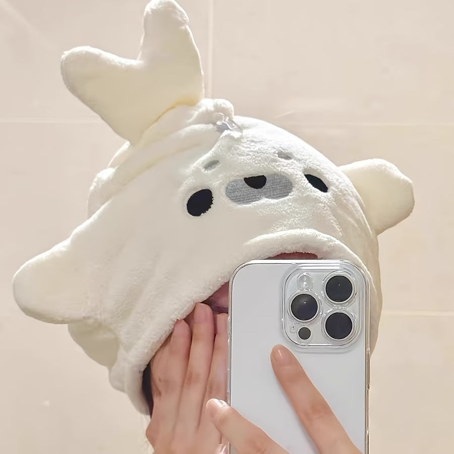 Cute Seal Hair Drying Cap, Coral Super Absorbent Quick-Dry Non-Shedding Hair Towel, Household Hair Drying Cap Head Wrap, Post-Shower Hair Towel, Creative Seal-Shaped Hair Wrap